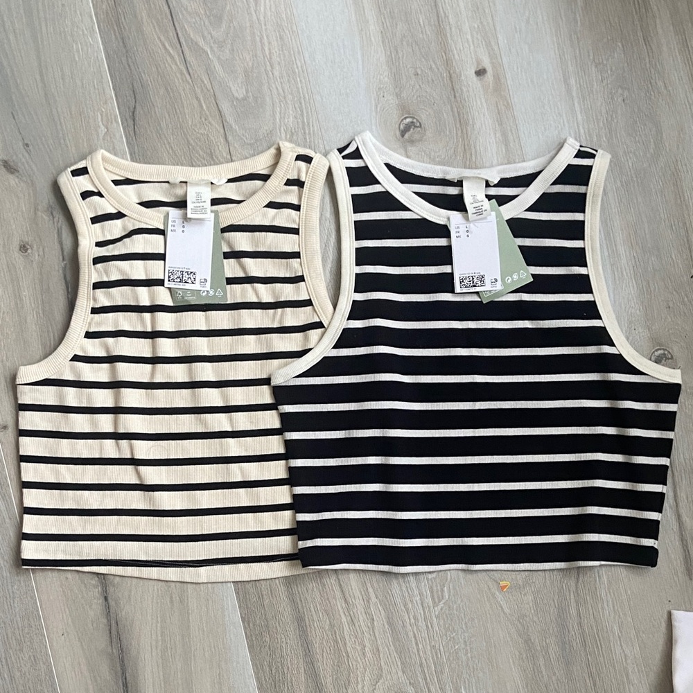 H&M Striped Sleeveless Crop Tops